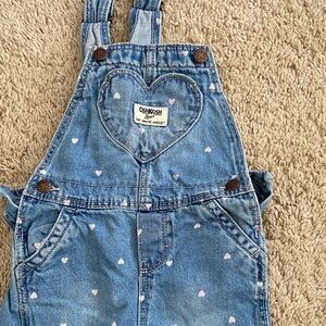 OshKosh B'gosh Blue Denim Overalls with Heart Accents